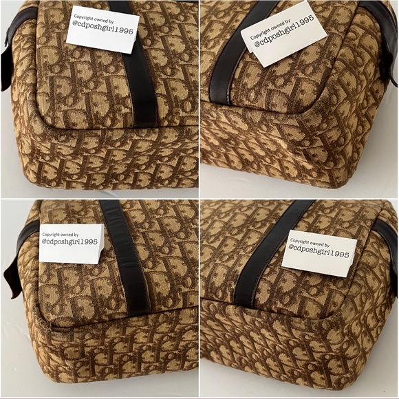1970s Christian Dior Brown oblique Diorissimo Boston Trotter bag canvas leather - Picture 12 of 16